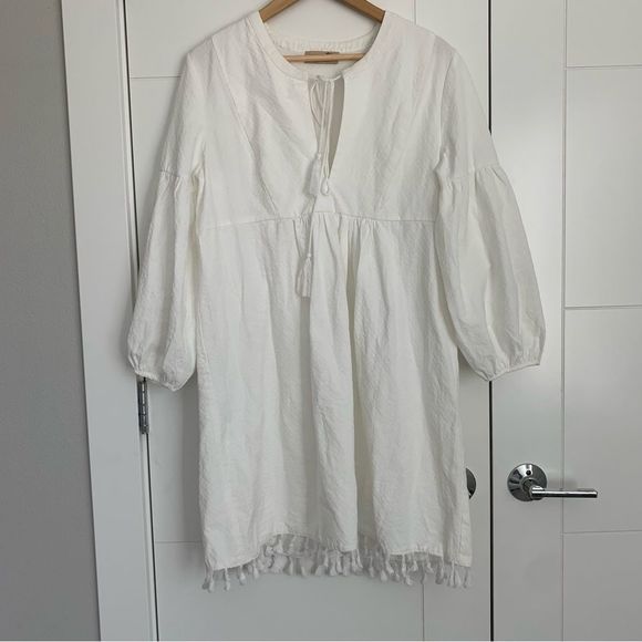 Kate Kasin White Textured Summer Vacation Dress L - Picture 1 of 5